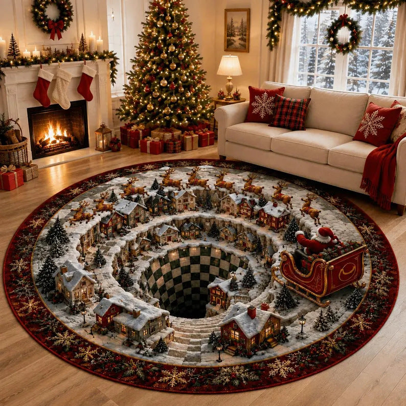 3D Holiday-Themed Round Area Rug