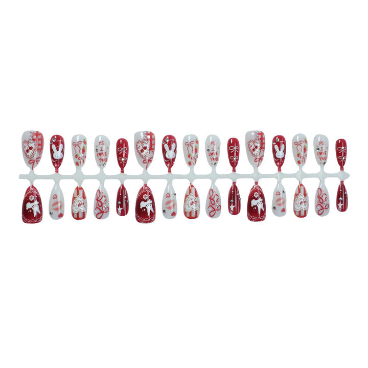 Nail art set with cute bunny and heart designs Kalsten