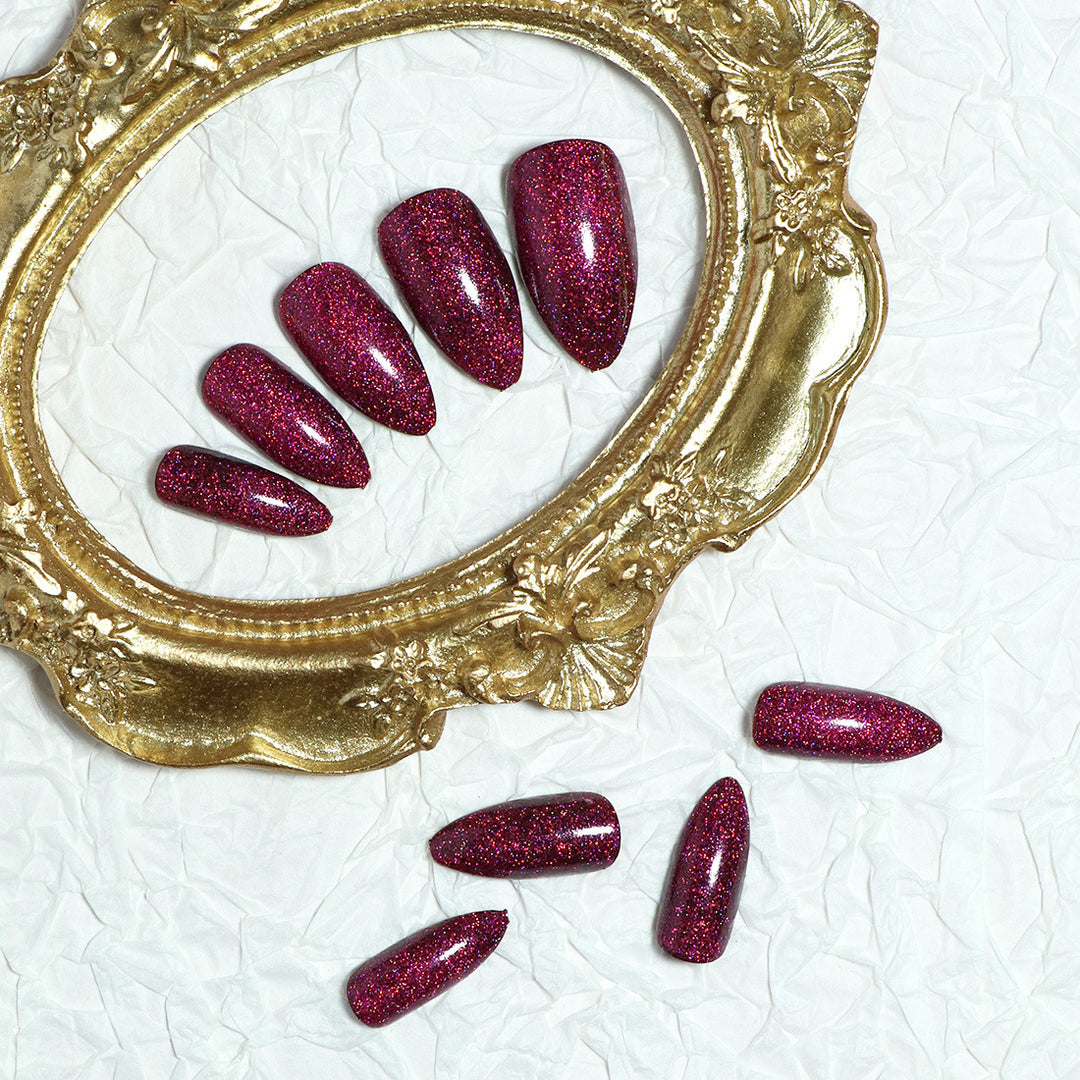 Glamorous Glittery Almond-Shaped Press-On Nails Kalsten
