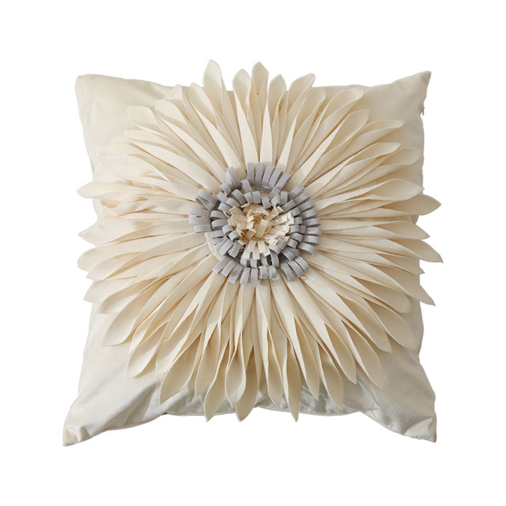 Decorative flower cushion with 3D flower applique