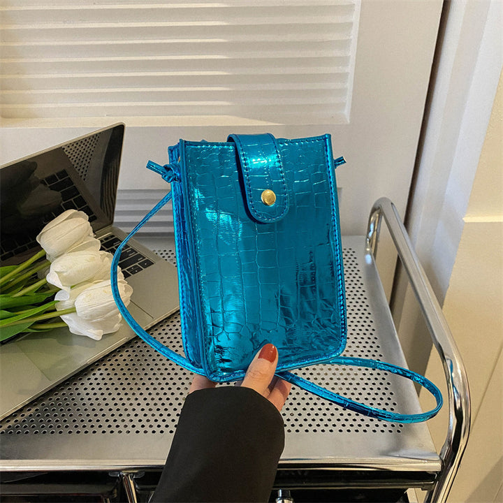 Croc-Embossed Mini Crossbody Purse