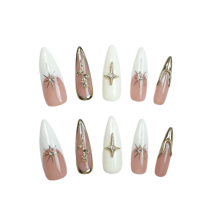 Artificial nail set with elegant 3D decorations and luxurious accents Kalsten