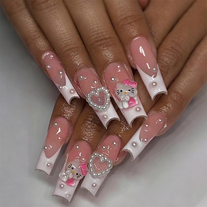 Glamorous artificial nail set with sparkling rhinestone embellishments and creative animal designs Kalsten