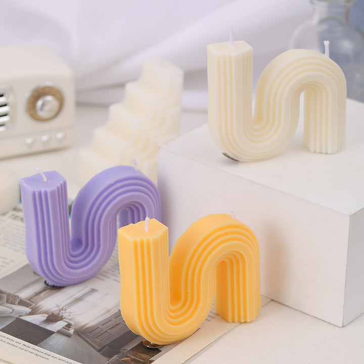 Sculptural Wavy Arch & S‑Form Decorative Tabletop Candle Collection