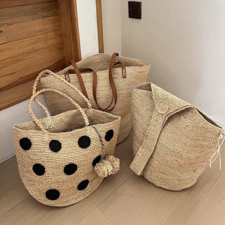 Handmade basket bag with braided handle Kalsten