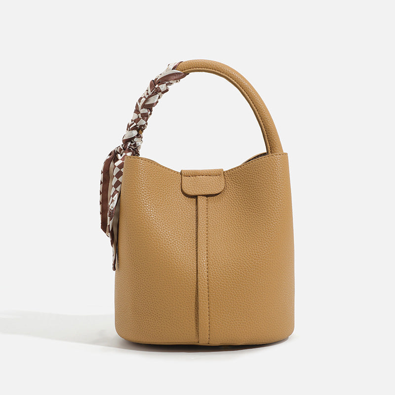 Chic Handheld Bucket Bag with Braided Accent