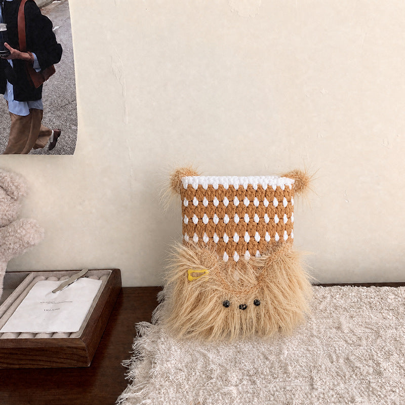 Cute Animal-Themed Plush Drawstring Pouch