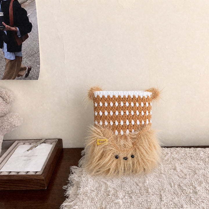 Cute Animal-Themed Plush Drawstring Pouch