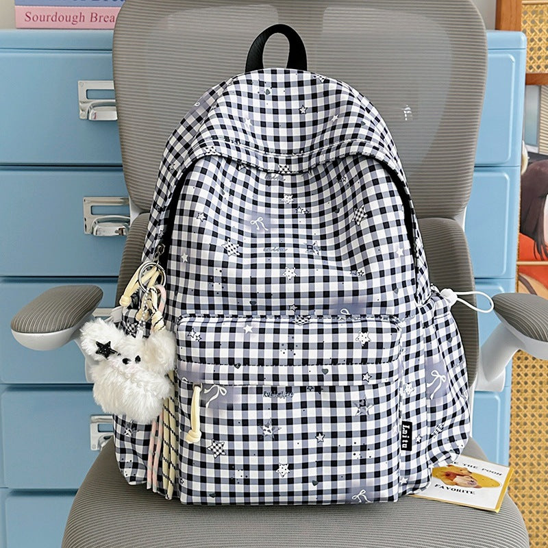 Stylish Checkered Print Backpack Kalsten