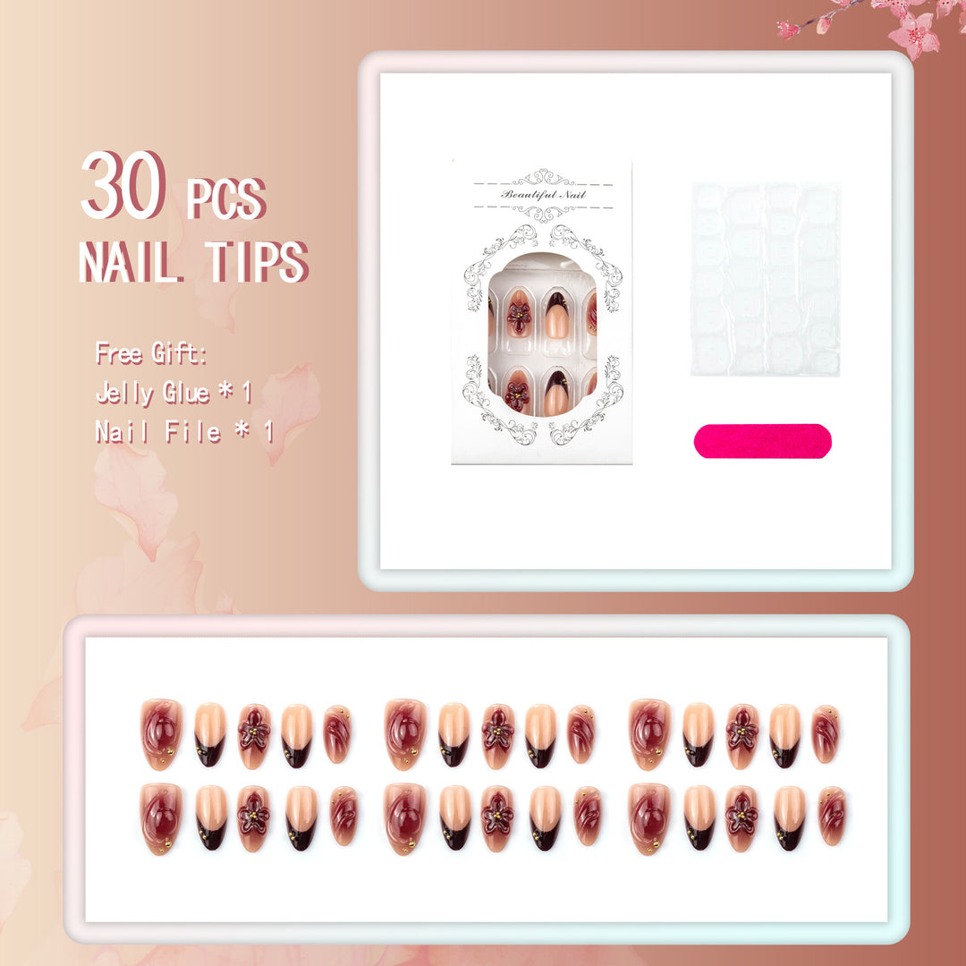 Decorative 3D Floral Press-On Nail Art Set
