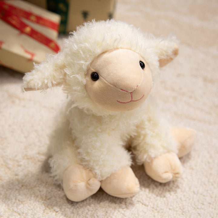Premium Plush Lamb Comforter Stuffed Toy with Soft Faux-Fur and Embroidered Features Kalsten