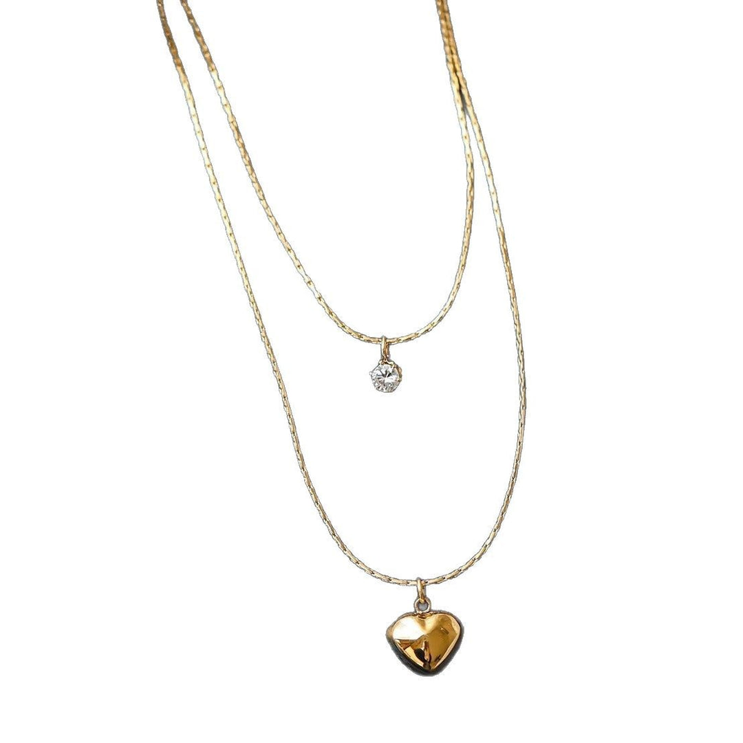 Heart Charm Layered Necklace Kalsten