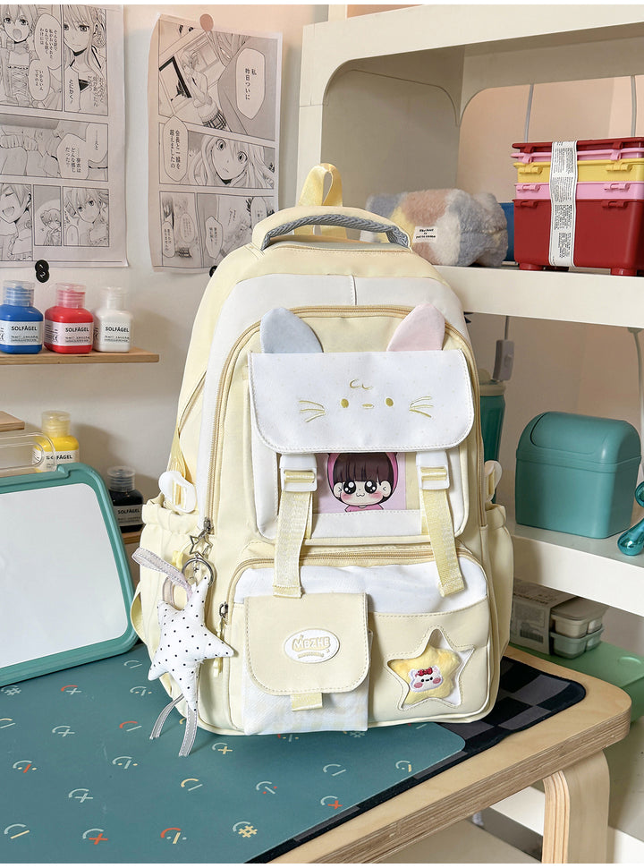 Cute Character-Themed Multi-Pocket School Backpack