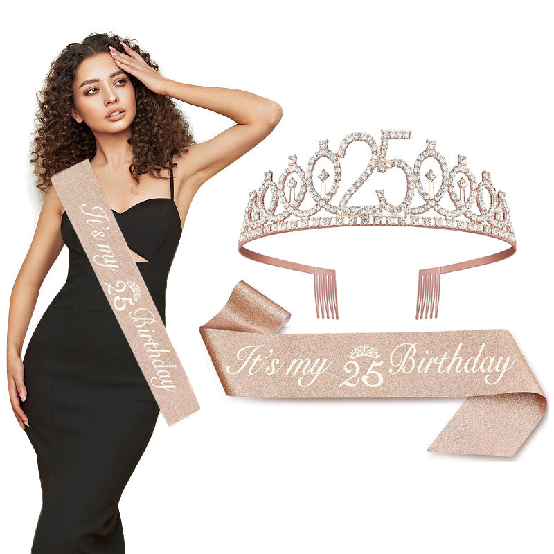 Ladies Crystal Princess Crown with 30 & Fabulous lettering Kalsten