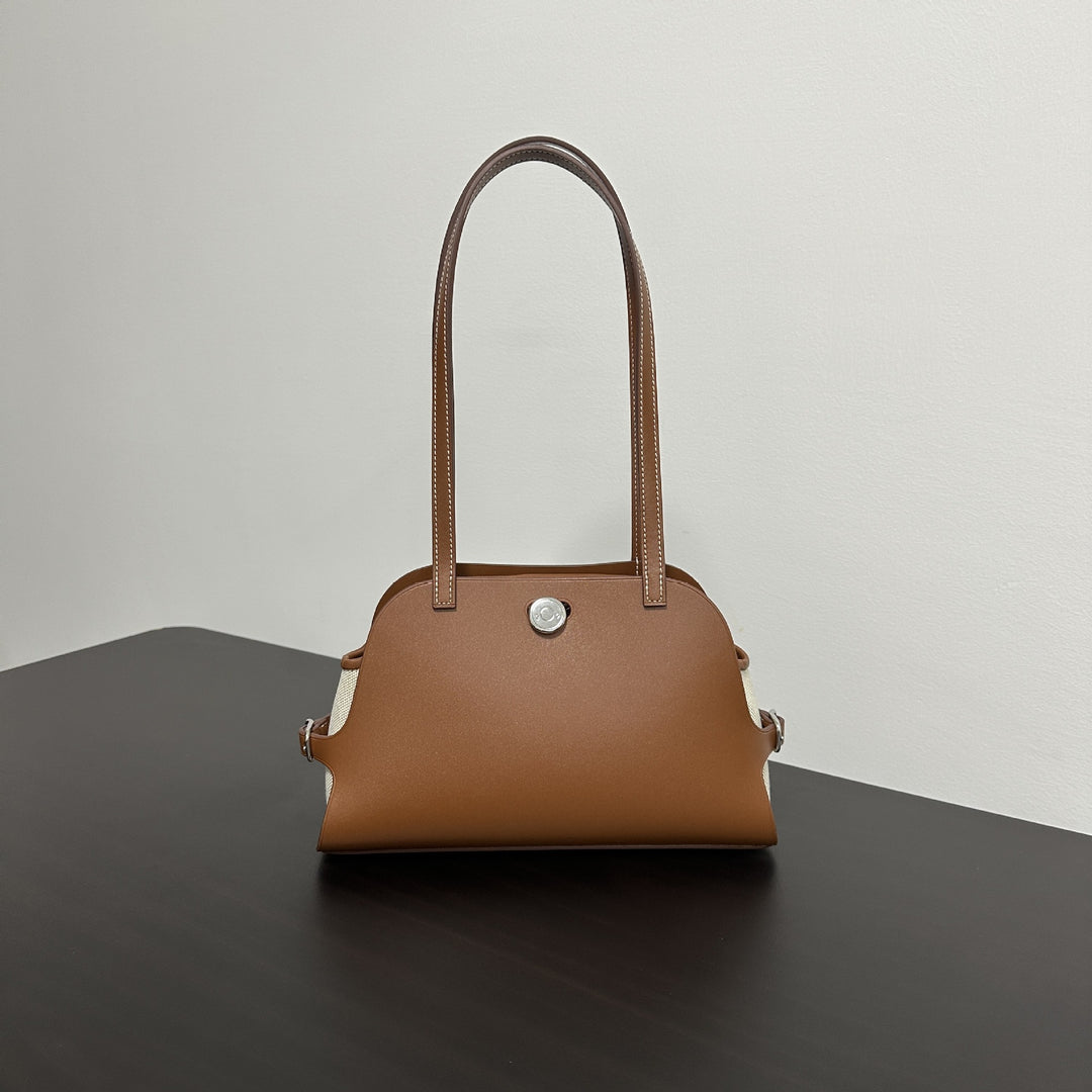 Structured Dome Tote with Long Double Shoulder Straps