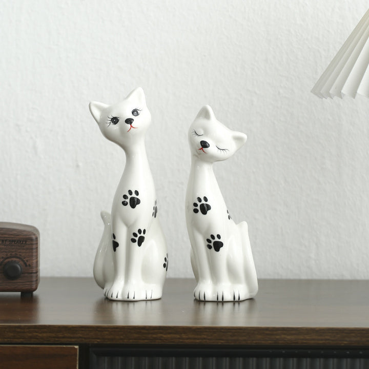 Playful Ceramic Cat Figurine Set Kalsten