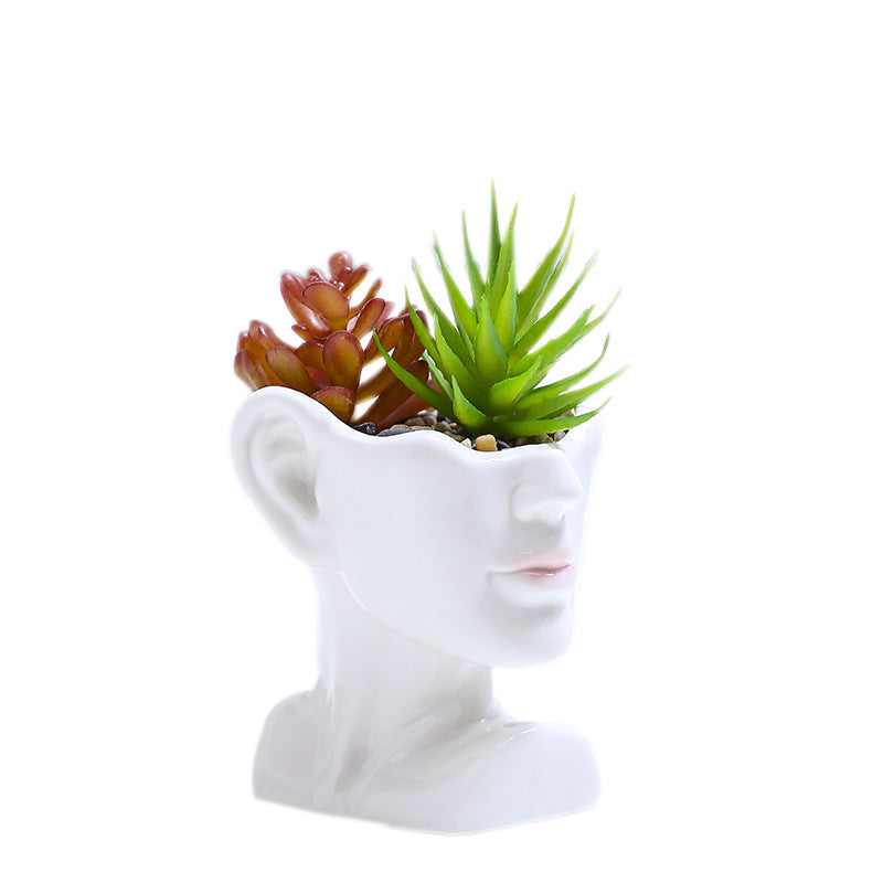 Artistic Head-Shaped Ceramic Succulent Planter Kalsten