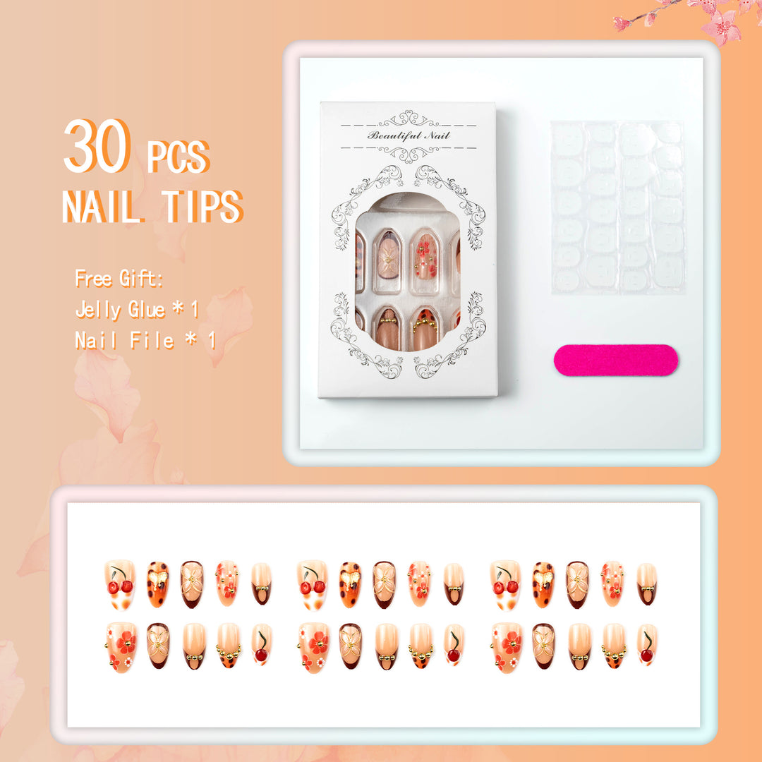 Artistic Fruit-Themed Press-On Nail Art Set
