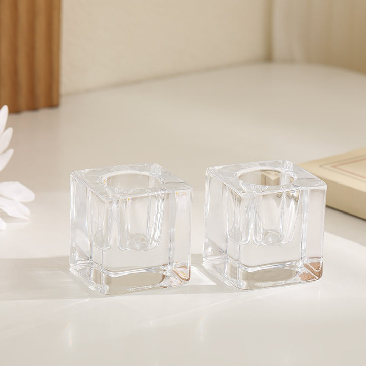 Square Ribbed Glass Votive Candle Holder Kalsten