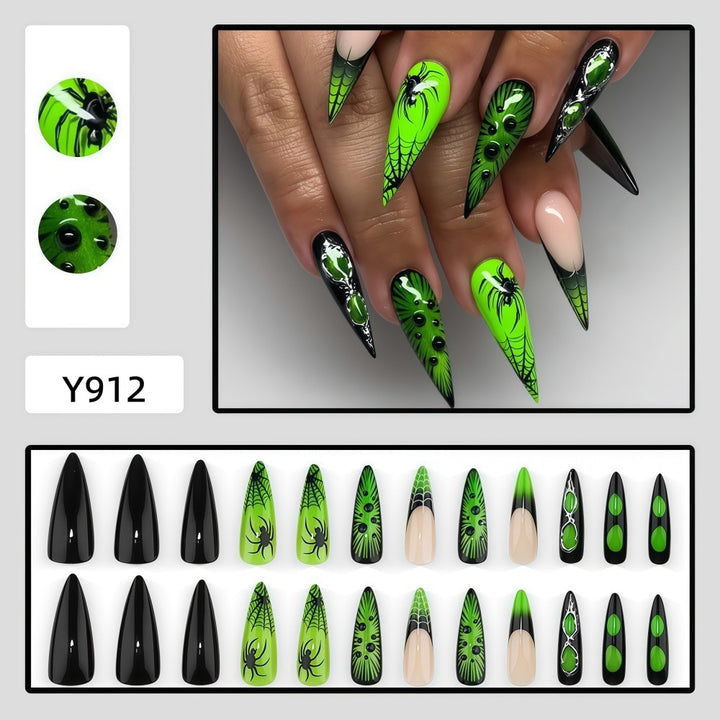 Creative artificial nails with creepy spider and web design Kalsten