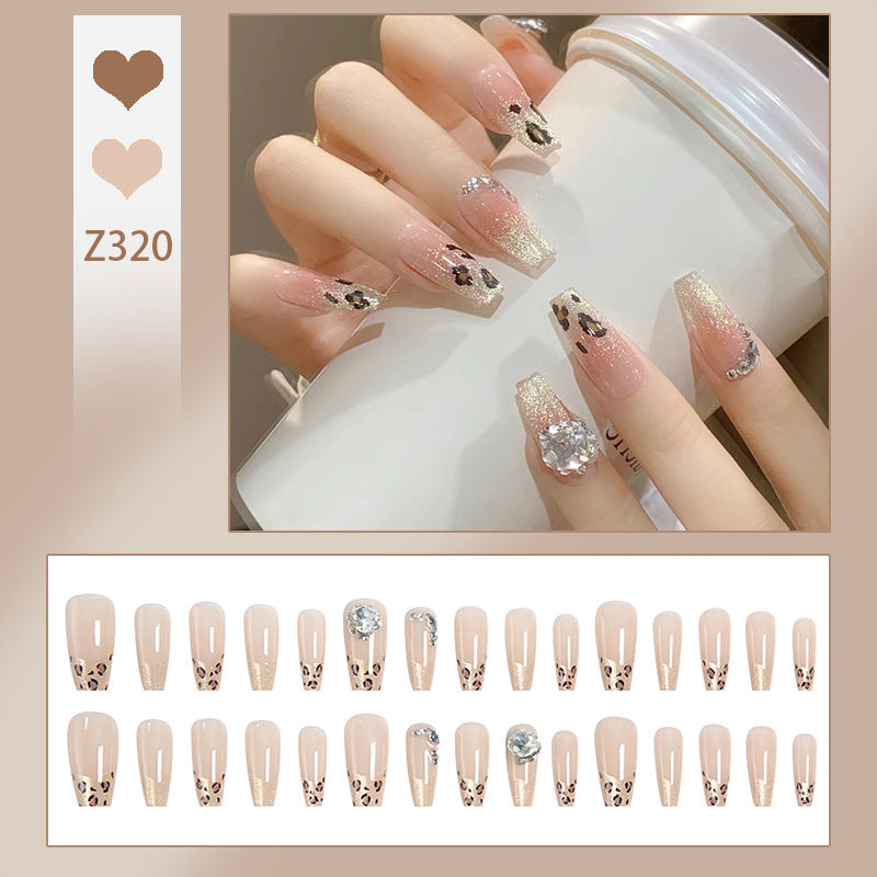 Artificial nail set with glitter and leopard design Kalsten