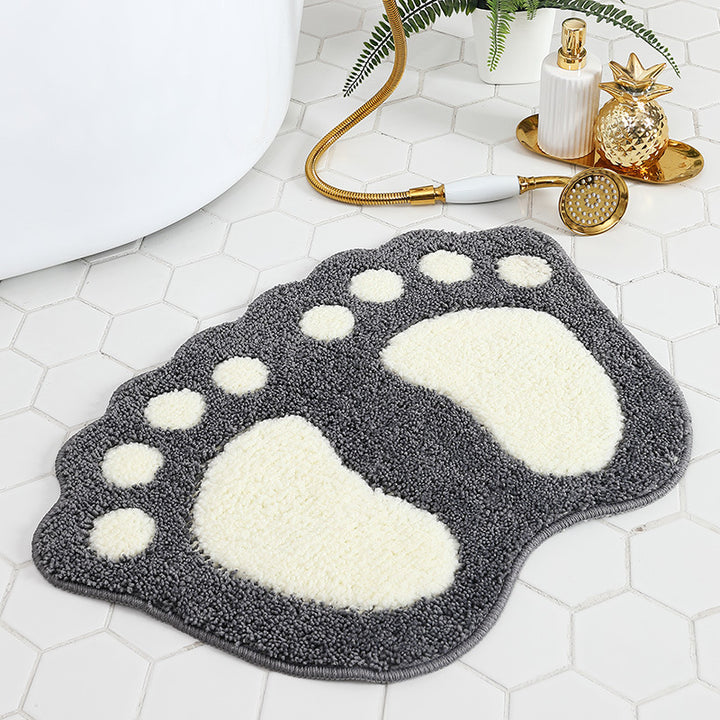 Playful Footprint Bath Rug for Bathroom