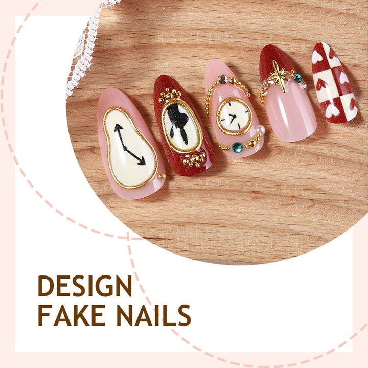 Artificial Nail Set with Romantic Heart Designs and Glitter Elements Kalsten