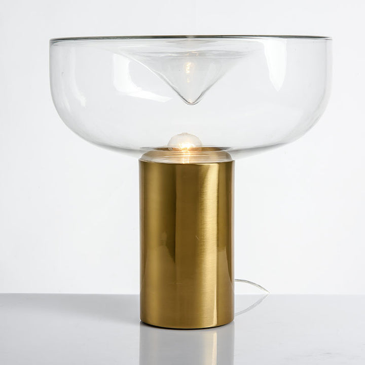 Modern Glass Accent Table Lamp with Gold Base