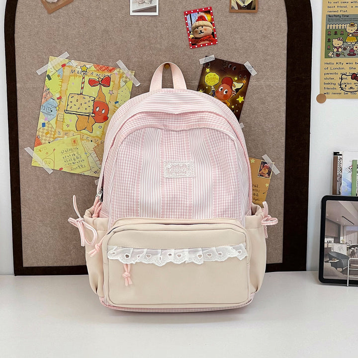 Stylish Striped Backpack with Decorative Accents Kalsten