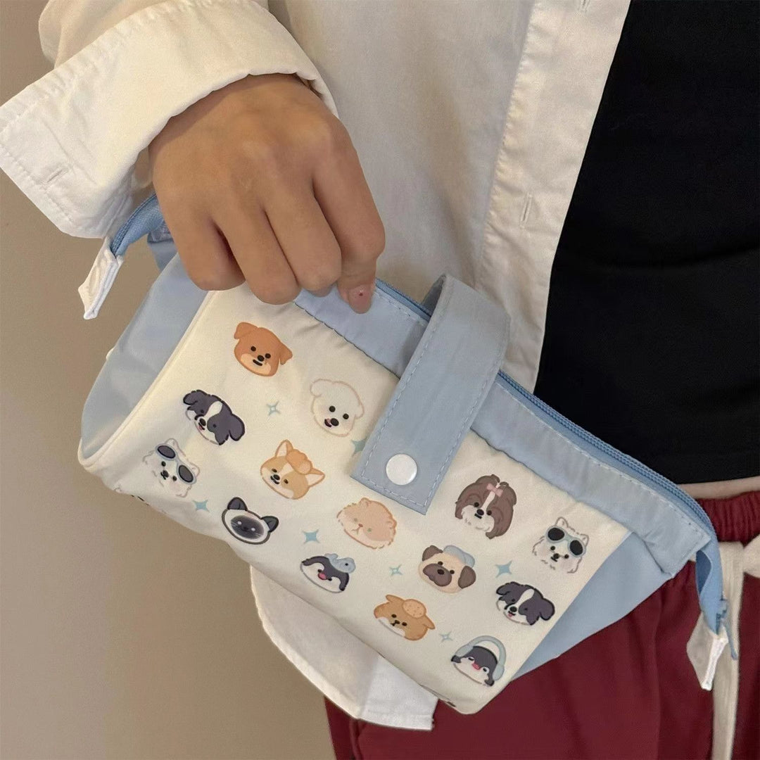 Cat-Themed Multi-Pocket Pencil Pouch