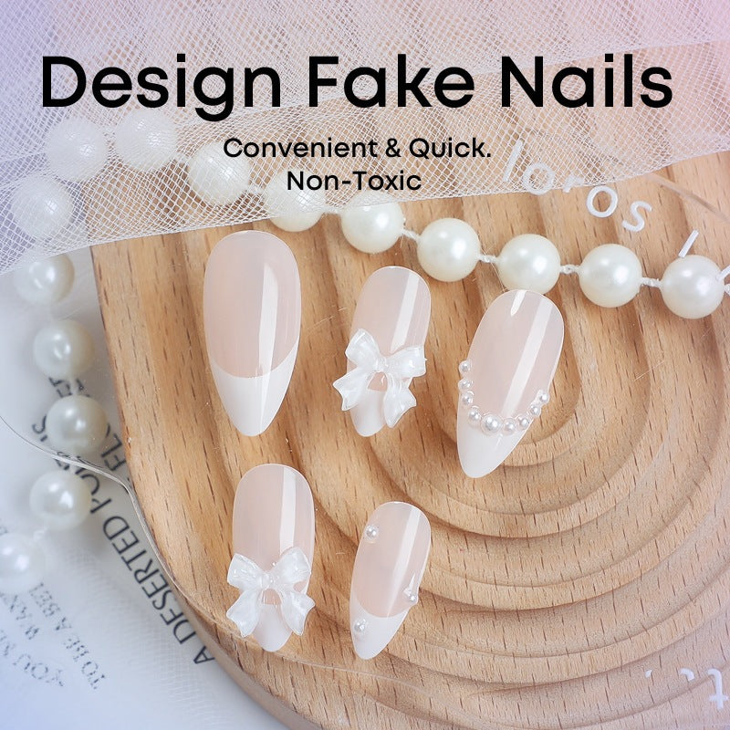 Creative nail art set with elegant bows and pearl elements Kalsten
