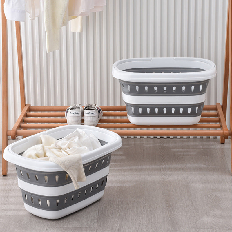 Space-saving foldable laundry basket with reinforced edge ventilation slots and non-slip bottom