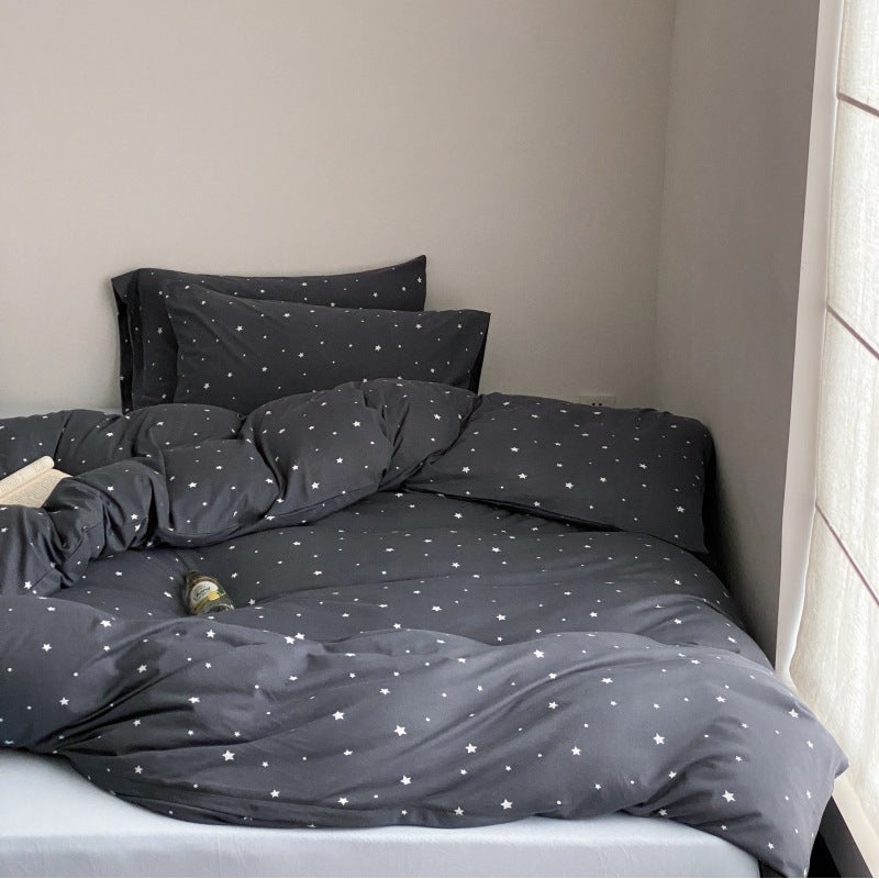 Bedding set made of soft cotton percale with a minimalist star pattern