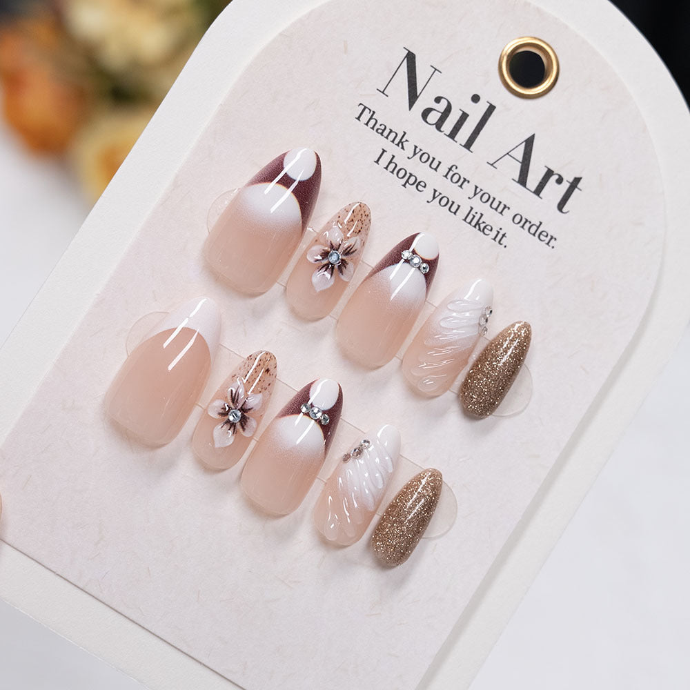 Artistic Floral Press-On Nail Art