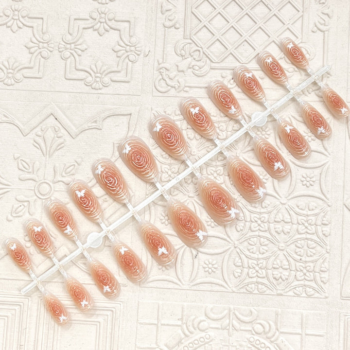 Artistic Floral-Accent Press-On Nail Set Kalsten