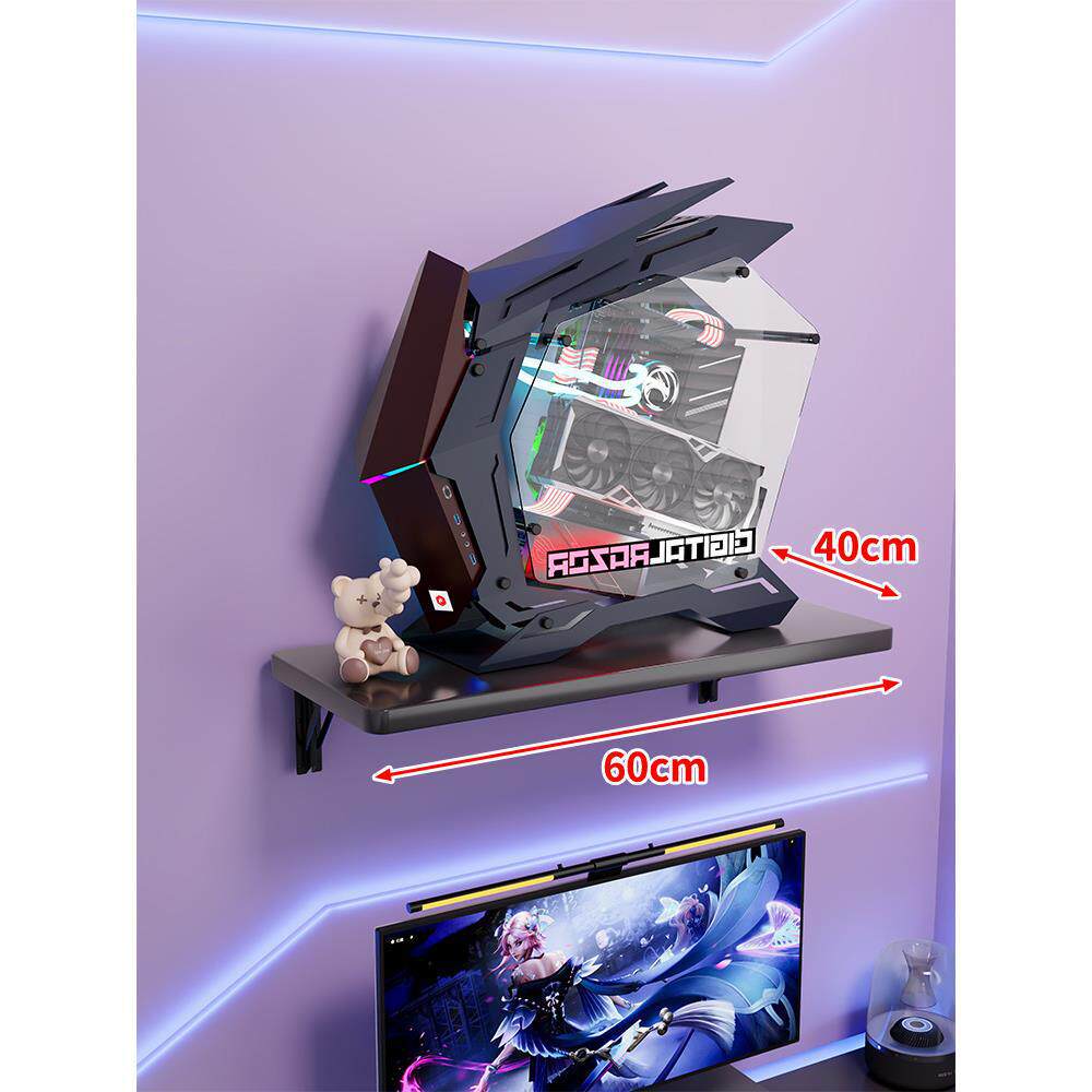 Wall-Mount Floating Shelf for Mid-Tower Gaming PC with Reinforced Brackets
