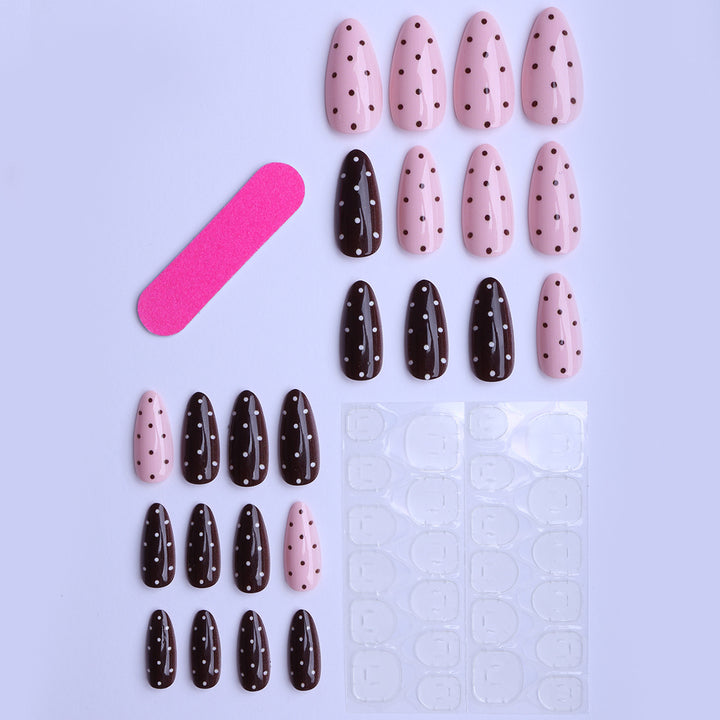 Artificial nails with creative dot pattern and elegant accents Kalsten