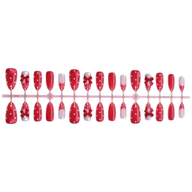 Decorative Press-On Nail Set with Bow Accents kalsten