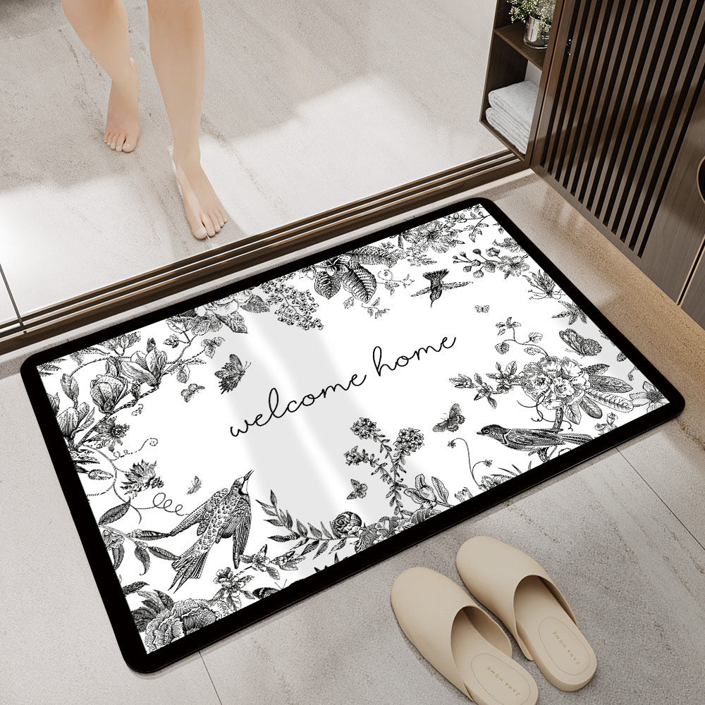 Flower Print Bath Mat