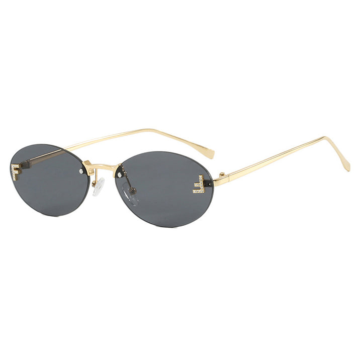 Women's fashionable sunglasses with elegant mirrored lens front and delicate metal frame Kalsten