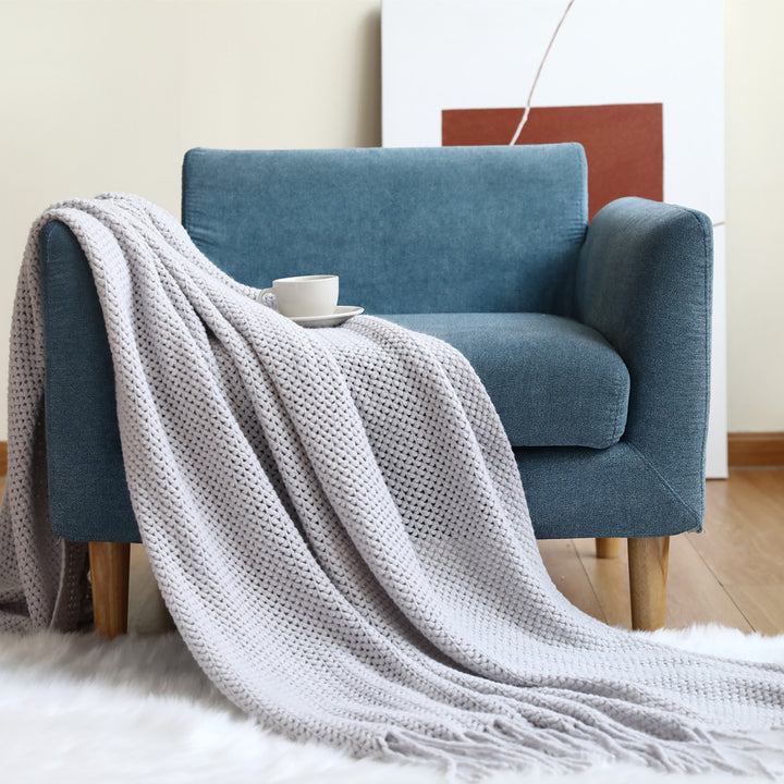 Cozy Waffle Knit Throw Blanket Kalsten