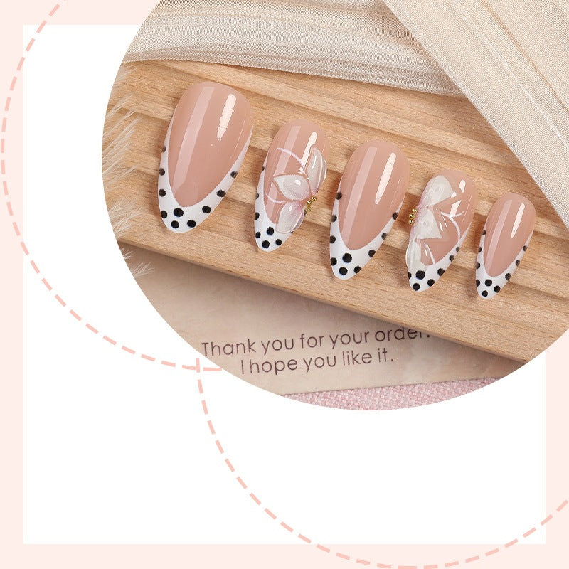 Artificial nail set with elegant flower and dot designs Kalsten