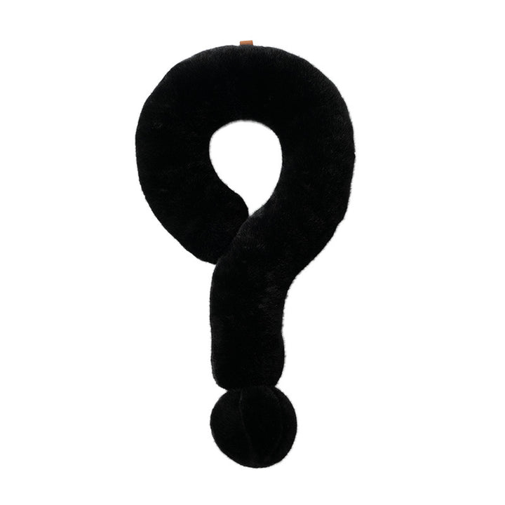 U-shaped neck travel pillow with soft faux fur and pompom