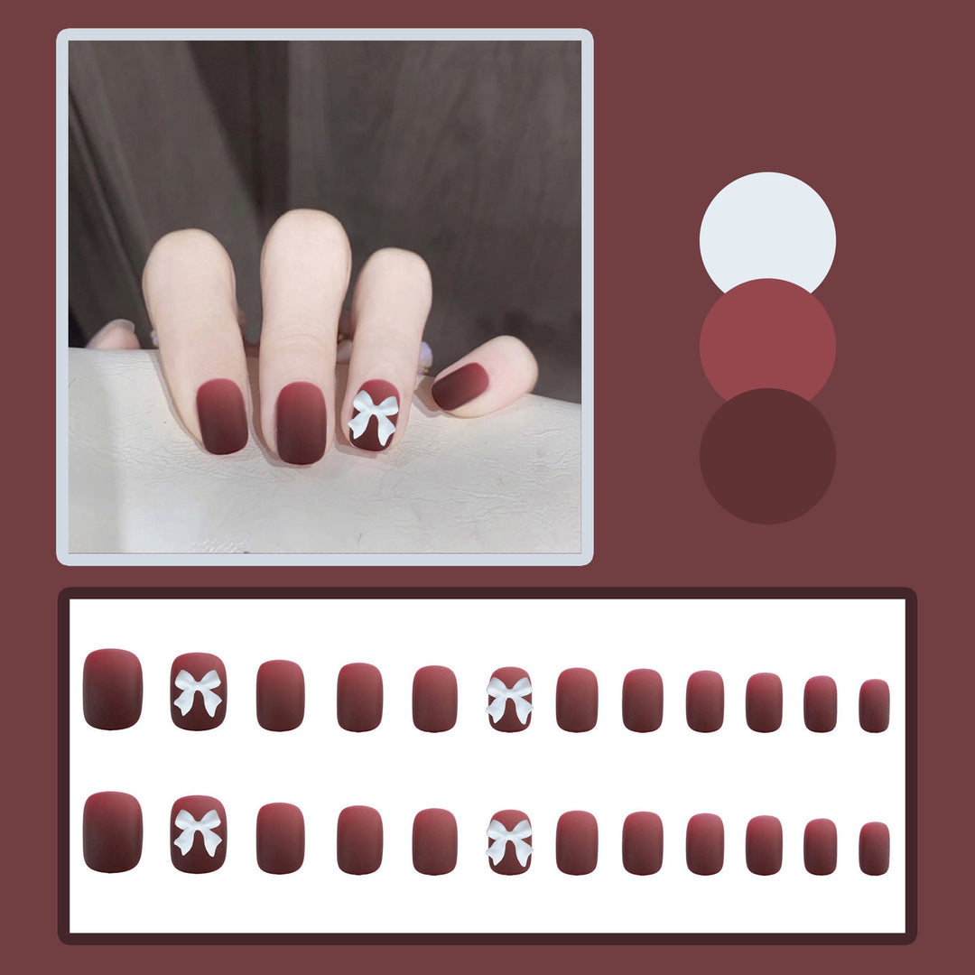 Festive Bow-Embellished Press-On Nails