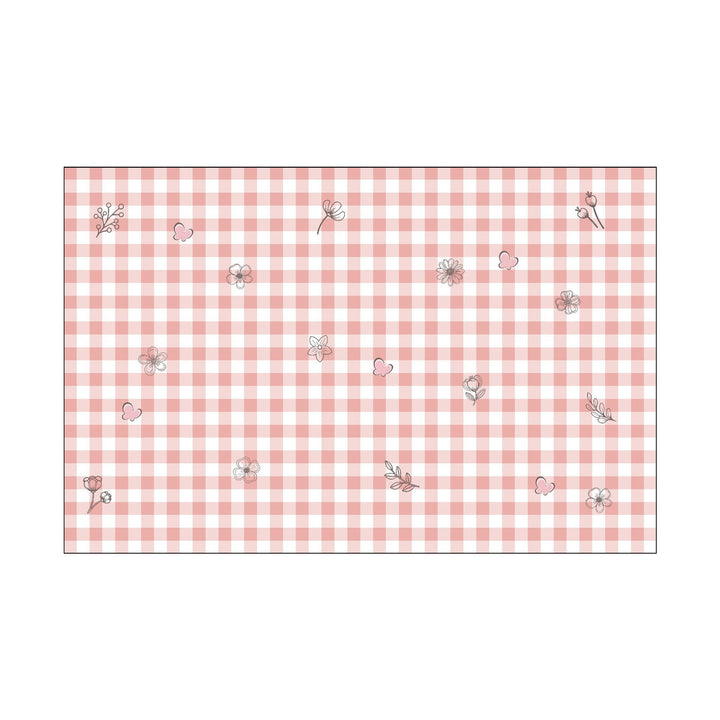 Waterproof Wipeable Gingham Rectangular Tablecloth with Playful Fruit Motifs