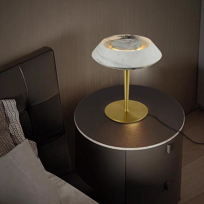 Elegant Modern Table Lamp with Marble Base and Gold Accent