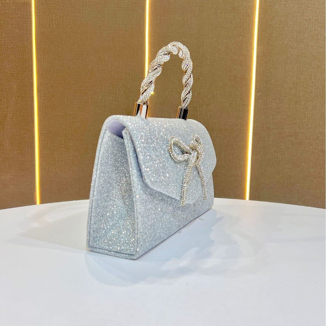 Sparkling Bow-Detail Evening Handbag