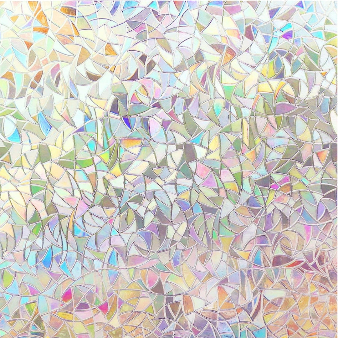 Decorative Privacy Window Film With Embossed Holographic Floral Pattern And Static-Cling Adhesive