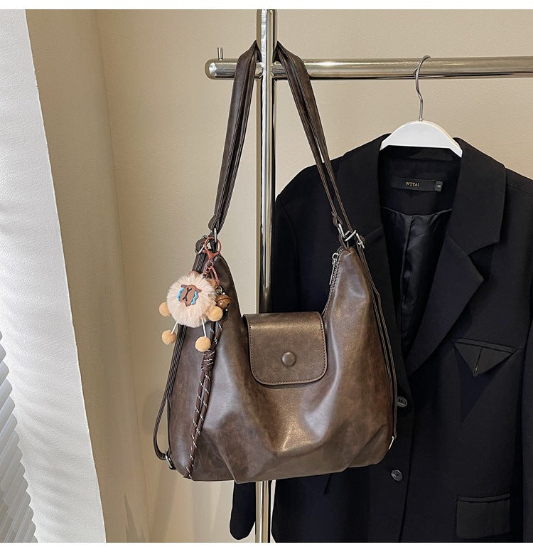 Chic Textured Leather Hobo Bag Kalsten