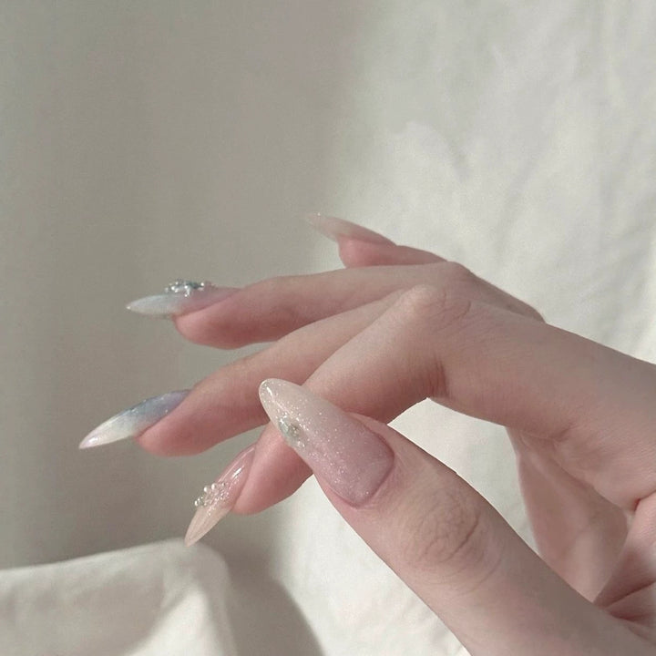 Artistic Glitter Stiletto Nail Enhancements